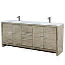 Lexora Lafarre 80" W x 20" D Rustic Acacia Double Bath Vanity Cultured Marble Top with Faucet Set