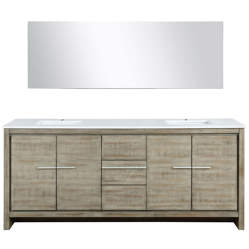 Lexora Lafarre 80" W x 20" D Rustic Acacia Double Bath Vanity Marble Top and 70" Mirror