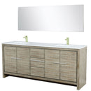 Lexora Lafarre 80" W x 20" D Rustic Acacia Double Bath Vanity Cultured Marble Top with Faucet Set and 70" Mirror