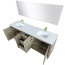 Lexora Lafarre 80" W x 20" D Rustic Acacia Double Bath Vanity Cultured Marble Top with Faucet Set and 70" Mirror