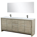 Lexora Lafarre 80" W x 20" D Rustic Acacia Double Bath Vanity Cultured Marble Top with Faucet Set and 70" Mirror