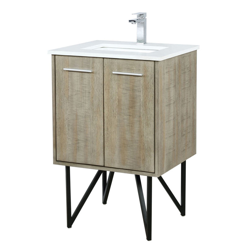 Lexora Lancy 24" W x 20" D Rustic Acacia Bath Vanity Cultured Marble Top with Faucet Set