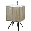 Lexora Lancy 24" W x 20" D Rustic Acacia Bath Vanity Cultured Marble Top with Faucet Set