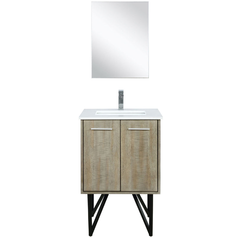 Lexora Lancy 24" W x 20" D Rustic Acacia Bath Vanity Cultured Marble Top with Faucet Set and 18" Mirror