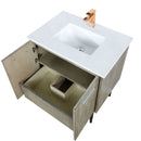 Lexora Lancy 30" W x 20" D Rustic Acacia Bath Vanity Cultured Marble Top with Faucet Set