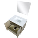 Lexora Lancy 30" W x 20" D Rustic Acacia Bath Vanity Marble Top and 28" Mirror