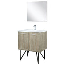 Lexora Lancy 30" W x 20" D Rustic Acacia Bath Vanity Cultured Marble Top with Faucet Set and 28" Mirror