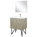 Lexora Lancy 30" W x 20" D Rustic Acacia Bath Vanity Cultured Marble Top with Faucet Set and 28" Mirror