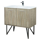 Lexora Lancy 36" W x 20" D Rustic Acacia Bath Vanity Cultured Marble Top with Faucet Set