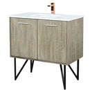 Lexora Lancy 36" W x 20" D Rustic Acacia Bath Vanity Cultured Marble Top with Faucet Set