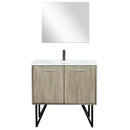 Lexora Lancy 36" W x 20" D Rustic Acacia Bath Vanity Cultured Marble Top with Faucet Set and 28" Mirror