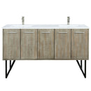 Lexora Lancy 60" W x 20" D Rustic Acacia Double Bath Vanity Cultured Marble Top with Faucet Set