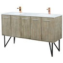 Lexora Lancy 60" W x 20" D Rustic Acacia Double Bath Vanity Cultured Marble Top with Faucet Set