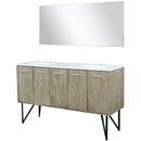 Lexora Lancy 60" W x 20" D Rustic Acacia Double Bath Vanity Marble Top and 55" Mirror