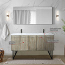 Lexora Lancy 60" W x 20" D Rustic Acacia Double Bath Vanity Cultured Marble Top with Faucet Set and 55" Mirror