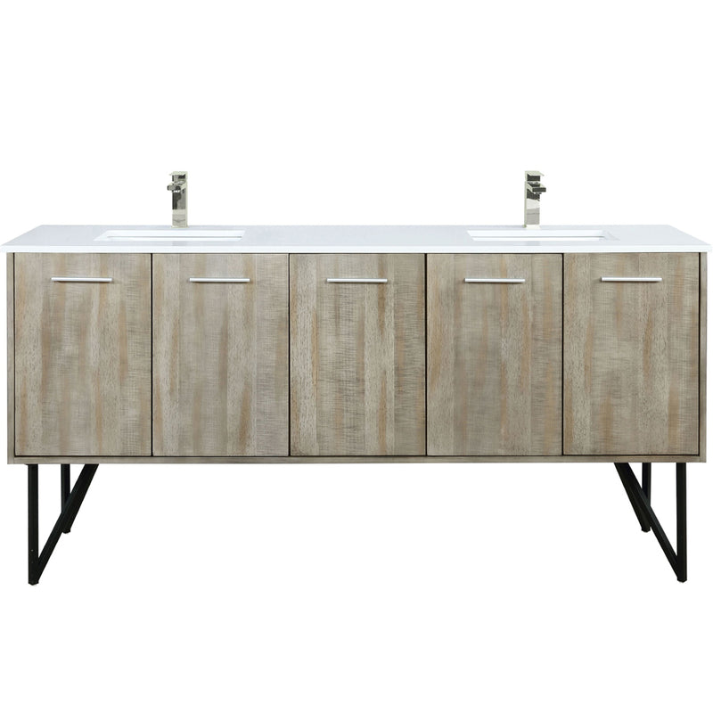 Lexora Lancy 72" W x 20" D Rustic Acacia Double Bath Vanity Cultured Marble Top with Faucet Set