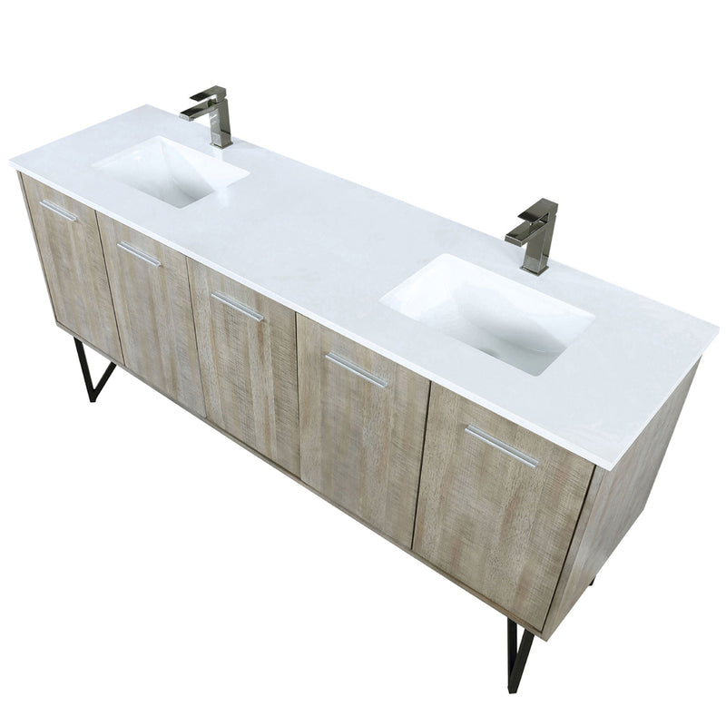 Lexora Lancy 72" W x 20" D Rustic Acacia Double Bath Vanity Cultured Marble Top with Faucet Set