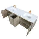 Lexora Lancy 72" W x 20" D Rustic Acacia Double Bath Vanity Cultured Marble Top with Faucet Set