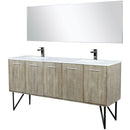 Lexora Lancy 72" W x 20" D Rustic Acacia Double Bath Vanity Cultured Marble Top with Faucet Set and 70" Mirror