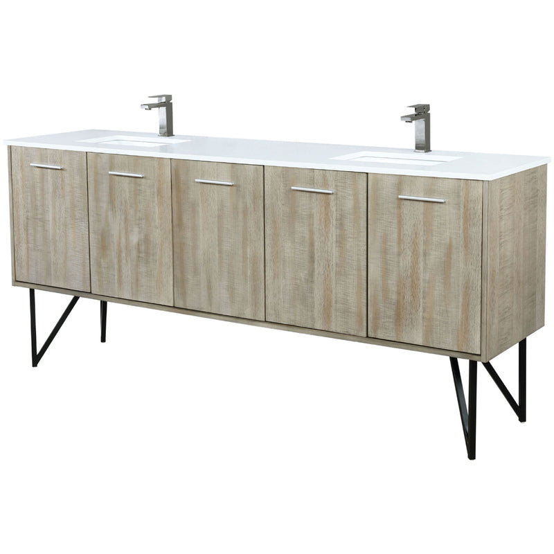 Lexora Lancy 80" W x 20" D Rustic Acacia Double Bath Vanity Cultured Marble Top with Faucet Set