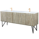 Lexora Lancy 80" W x 20" D Rustic Acacia Double Bath Vanity Cultured Marble Top with Faucet Set