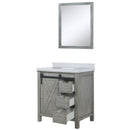 Lexora Marsyas 30" W x 22" D Ash Grey Bath Vanity Marble Countertop and 28" Mirror