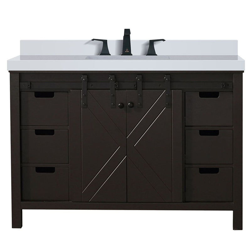 Lexora Marsyas 48" W x 22" D Brown Bath Vanity Marble Countertop and Faucet Set