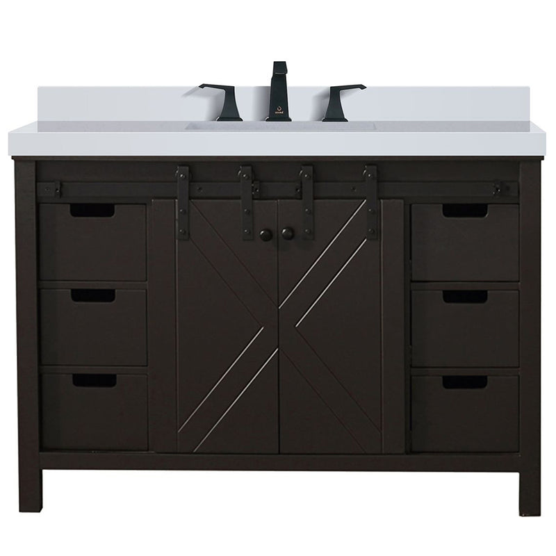 Lexora Marsyas 48" W x 22" D Brown Bath Vanity Marble Countertop and Faucet Set