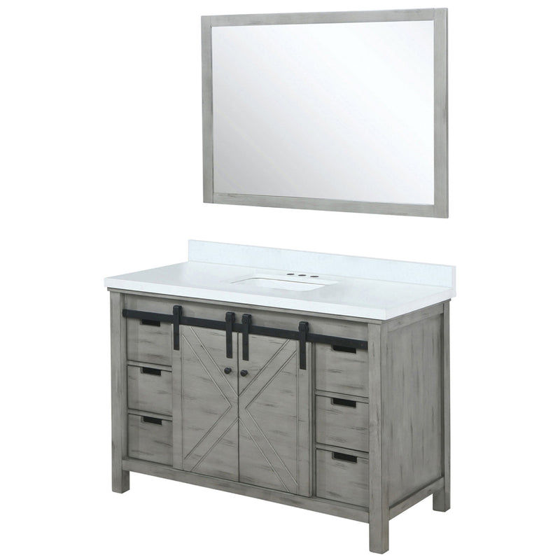 Lexora Marsyas 48" W x 22" D Ash Grey Bath Vanity Marble Countertop and 44" Mirror