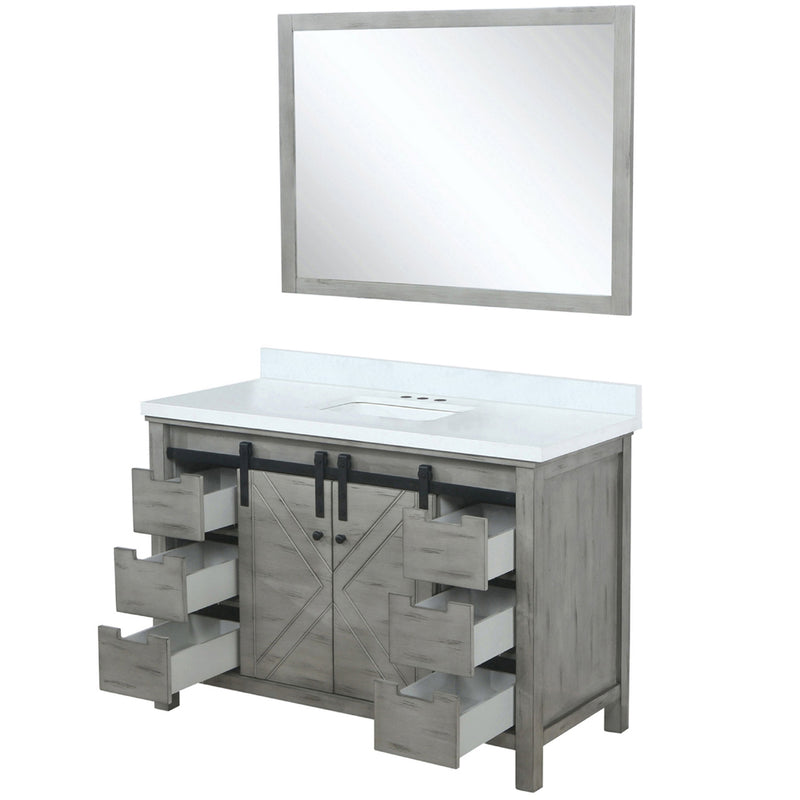 Lexora Marsyas 48" W x 22" D Ash Grey Bath Vanity Marble Countertop and 44" Mirror