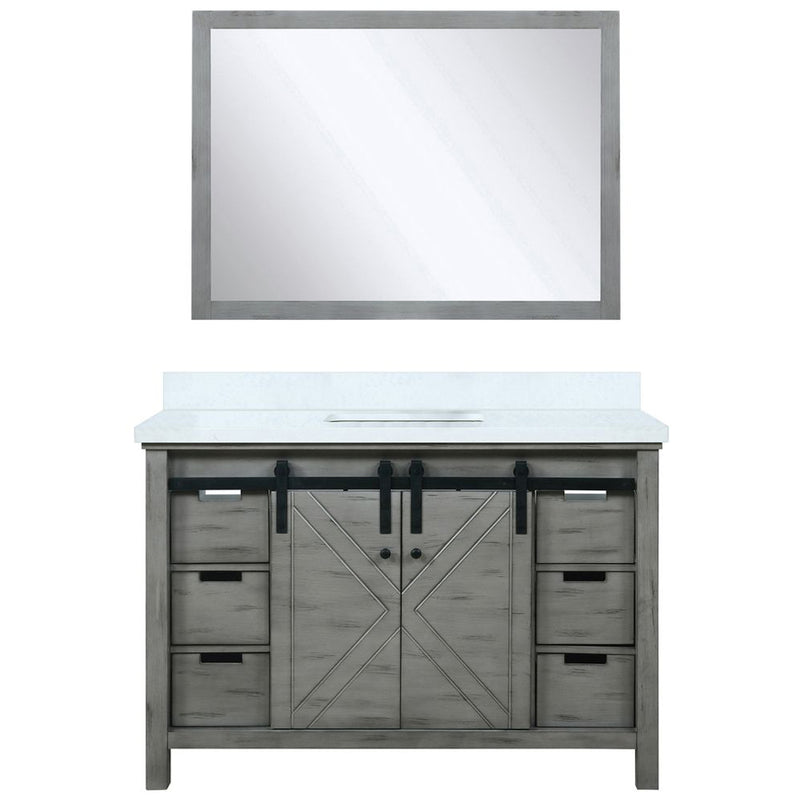 Lexora Marsyas 48" W x 22" D Ash Grey Bath Vanity Marble Countertop and 44" Mirror