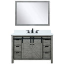 Lexora Marsyas 48" W x 22" D Ash Grey Bath Vanity Marble Countertop Faucet Set and 44" Mirror