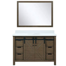 Lexora Marsyas 48" W x 22" D Rustic Brown Bath Vanity Marble Countertop and 44" Mirror