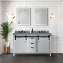 Lexora Marsyas 60" W x 22" D White Double Bath Vanity Grey Quartz Countertop and Faucet Set