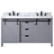 Lexora Marsyas 60" W x 22" D Dark Grey Double Bath Vanity Carrara Marble Countertop and Faucet Set