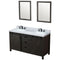 Lexora Marsyas 60" W x 22" D Brown Double Bath Vanity Marble Countertop with Faucet Set and 24" Mirrors