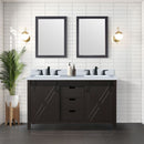 Lexora Marsyas 60" W x 22" D Brown Double Bath Vanity Marble Countertop with Faucet Set and 24" Mirrors