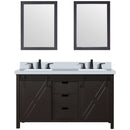 Lexora Marsyas 60" W x 22" D Brown Double Bath Vanity Marble Countertop with Faucet Set and 24" Mirrors