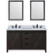 Lexora Marsyas 60" W x 22" D Brown Double Bath Vanity Marble Countertop with Faucet Set and 24" Mirrors