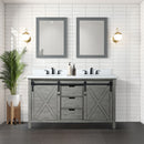 Lexora Marsyas 60" W x 22" D Ash Grey Double Bath Vanity with Marble Countertop