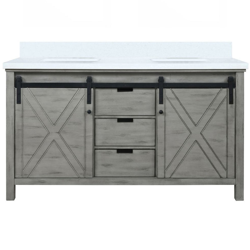 Lexora Marsyas 60" W x 22" D Ash Grey Double Bath Vanity with Marble Countertop