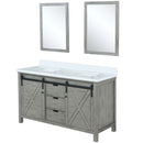 Lexora Marsyas 60" W x 22" D Ash Grey Double Bath Vanity Marble Countertop and 24" Mirrors