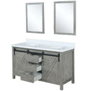 Lexora Marsyas 60" W x 22" D Ash Grey Double Bath Vanity Marble Countertop and 24" Mirrors