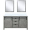 Lexora Marsyas 60" W x 22" D Ash Grey Double Bath Vanity Marble Countertop and 24" Mirrors