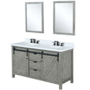 Lexora Marsyas 60" W x 22" D Ash Grey Double Bath Vanity Marble Countertop with Faucet Set and 24" Mirrors