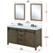 Lexora Marsyas 60" W x 22" D Rustic Brown Double Bath Vanity Marble Countertop and Faucet Set