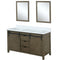 Lexora Marsyas 60" W x 22" D Rustic Brown Double Bath Vanity Marble Countertop and 24" Mirrors