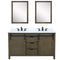 Lexora Marsyas 60" W x 22" D Rustic Brown Double Bath Vanity Marble Countertop with Faucet Set and 24" Mirrors