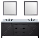 Lexora Marsyas 80" W x 22" D Brown Double Bath Vanity Marble Countertop with Faucet Set and 30" Mirrors