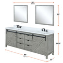 Lexora Marsyas 80" W x 22" D Ash Grey Double Bath Vanity Marble Countertop and Faucet Set